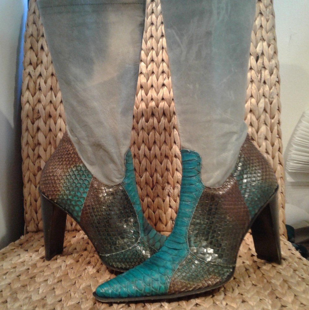 Jacques Raphael Turquoise Snakeskin Boots